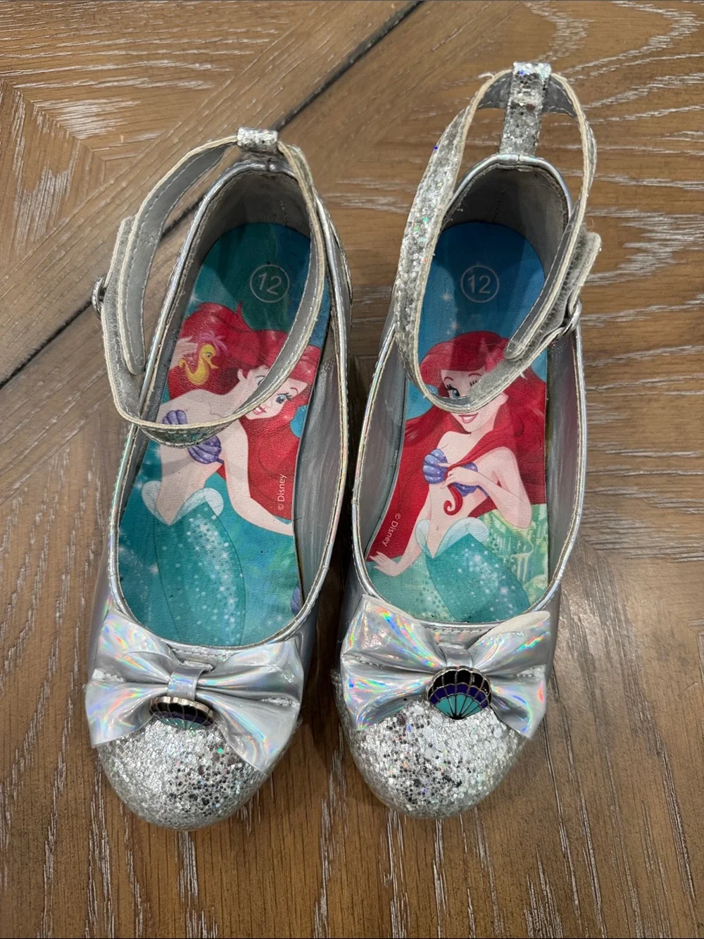 Disney Silver Holographic Glitter Mary Jane Dress Shoes